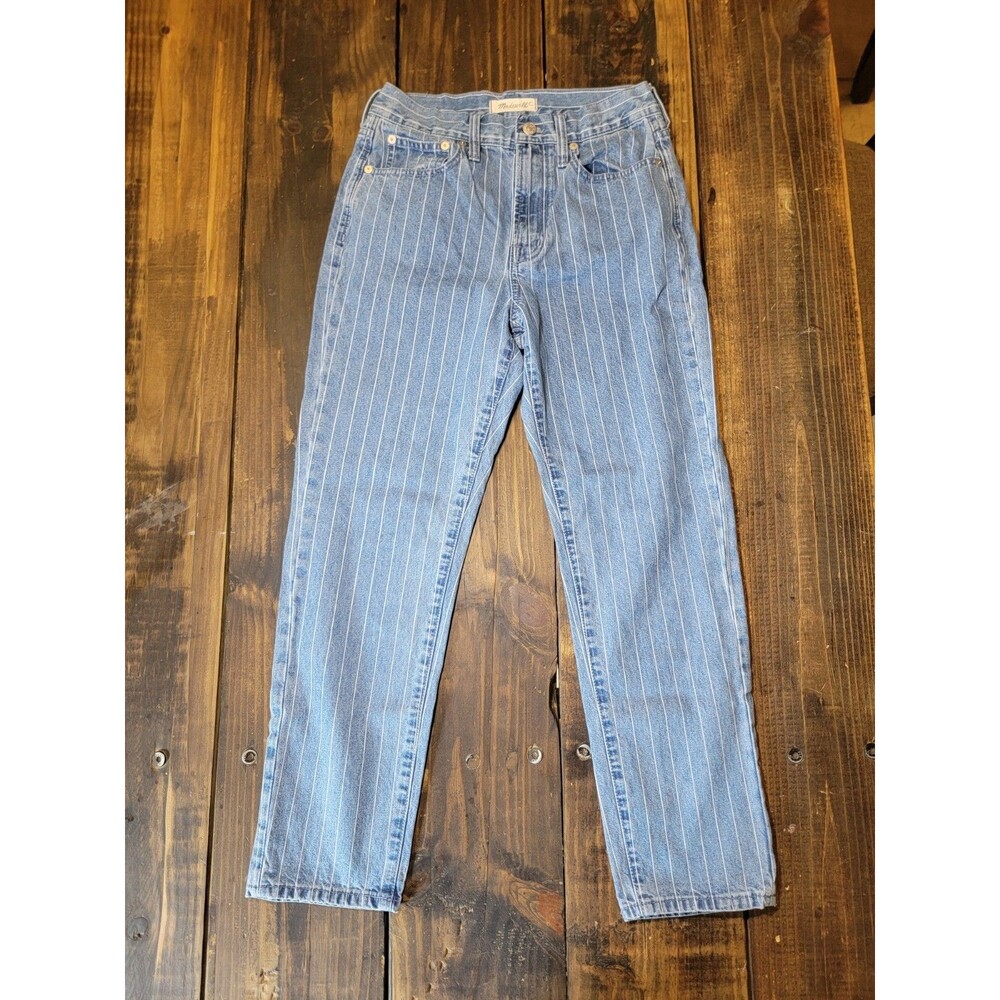 Madewell Jeans Perfect Vintage Crop Jean Size 26 Medium Wash Pin Stripe Denim